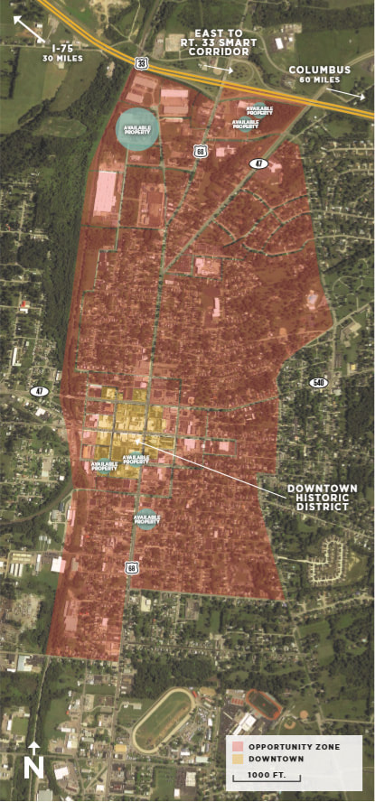 Map highlighting Logan County's opportunity zone